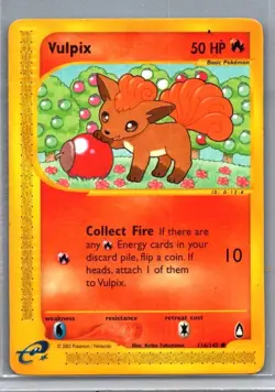Vulpix 116/147 Aquapolis Pokemon Card 2002 WOTC e-Reader LP Vintage - Image 1