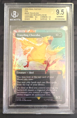 2025 MAGIC MTG FINAL FANTASY 0406 M TRAVELING CHOCOBO BORDERLESS FOIL BGS 9.5 - Image 1