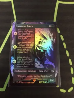 MTG Magic The Gathering Summon Fenrir Foil FIN Borderless Saga Final Fantasy - Image 1