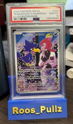 2025 POKEMON DESTINED RIVALS ILLUSTRATION RARE #200 TEAM ROCKET'S MURKROW PSA 10 - Image 1