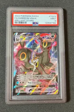 2022 POKEMON UMBREON VMAX TG23 SWORD & SHIELD BRILLIANT STARS PSA 9 MINT - Image 1