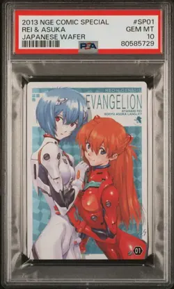 PSA10 Evangelion Wafer Card Asuka & Rei SP01 Certified Gem Mint - Image 1