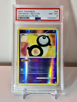 Pokemon Card Unown B 66/130 Reverse Holo Diamond & Pearl PSA 8 NM-MT - Image 1