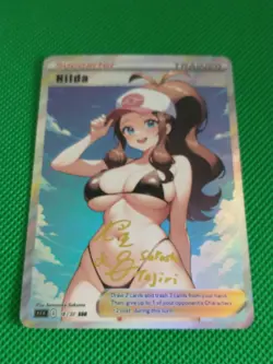 Hilda Trainer HEAT WAVE Goddess Waifu Anime Girl custom ACG Holo Card - Image 1
