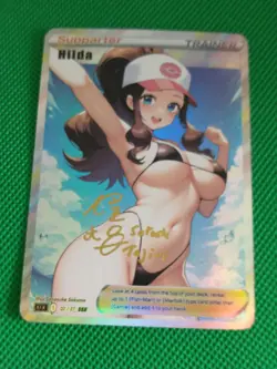 Hilda Trainer HEAT WAVE Goddess Waifu Anime Girl custom ACG Holo Card - Image 1