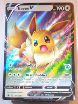Pokemon EEVEE V BLACK STAR PROMO SWSH065 ✨ Sword & Shield Holo 🎨 LP - Image 1