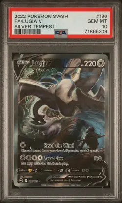 2022 POKEMON SWORD & SHIELD SILVER TEMPEST #186 FULL ART/LUGIA V PSA 10 - Image 1