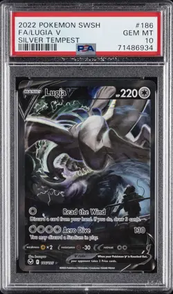 2022 POKEMON SWORD & SHIELD SILVER TEMPEST #186 FULL ART/LUGIA V PSA 10 - Image 1