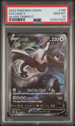 2022 POKEMON SWORD & SHIELD SILVER TEMPEST #186 FULL ART/LUGIA V PSA 10 - Image 1