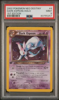 SWIRL Pokemon Dark Espeon Neo Destiny 1st Edition Holo #4/105 PSA 9 Mint, 8 cert - Image 1