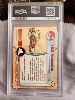 PSA 10 Arcanine Foil Fire Textured 1999 Topps Pokemon Rare - Image 2