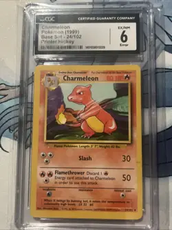 1999 Pokemon Game Shadowless Base Set Charmeleon ERROR 24/102 #24 CGC 6 - Image 1