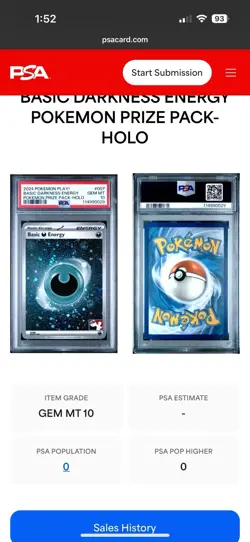 PSA 10 POP 1! 3 SWIRLS 2024 POKEMON PLAY!DARKNESS ENERGY POKEMON PRIZE PACK HOLO - Image 4