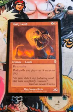 Ruby Leech 🇬🇧 Nm Invasion Magic the Gathering Mtg Card Rare 2000 Og Red - Image 1