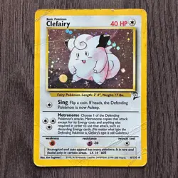 Clefairy 006/130 Base Set 2 Holo HP DMG Pokemon Card TCG Vintage WOTC Creased - Image 1