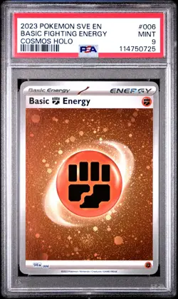 2023 POKEMON SVE EN-BASIC ENERGIES COSMOS HOLO #006 BASIC FIGHTING ENERGY PSA 9 - Image 1