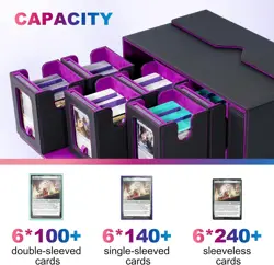 Commander Deck Box for MTG, 6-Deck Modular Card Case with Dice Tray Holds 600+ D - Image 4