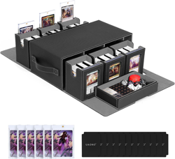 Commander Deck Box for MTG, 6-Deck Modular Card Case with Dice Tray Holds 600+ D - Image 1