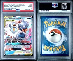 2019 Pokemon Sun & Moon Cosmic Eclipse Blastoise & Piplup GX Tag Team PSA 9 Mint - Image 3