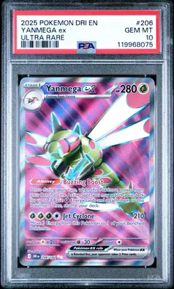 PSA 10 GEM MT Yanmega Ex #206, 2025 Pokemon Destined Rivals, DRI EN - Image 1
