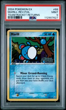2004 POKEMON EX TEAM ROCKET RETURNS #68 MARILL-REVERSE FOIL PSA 9 - Image 1
