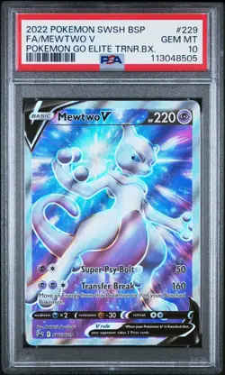 2022 Pokemon Go MEWTWO V 229 Full Art ETB Promo PSA 10 GEM MINT - Image 1
