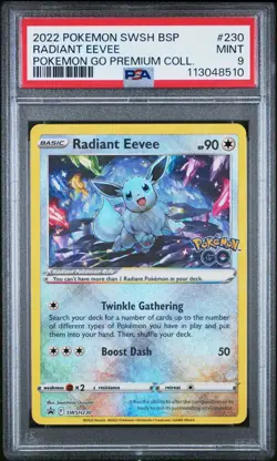2022 POKEMON SWSH POKEMON GO PREMIUM COLLECTION PROMO #230 RADIANT EEVEE PSA 9 - Image 1