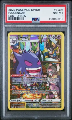 2022 POKEMON SWORD & SHIELD LOST ORIGIN #TG06 FULL ART/GENGAR PSA 8 - Image 1