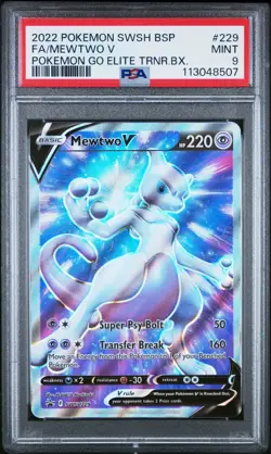 2022 Pokemon Go MEWTWO V 229 Full Art ETB Promo PSA 9 Mint - Image 1