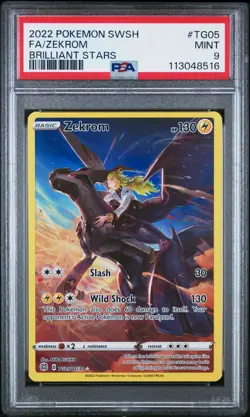 2022 POKEMON SWORD & SHIELD BRILLIANT STARS #TG05 FULL ART/ZEKROM PSA 9 Mint - Image 1