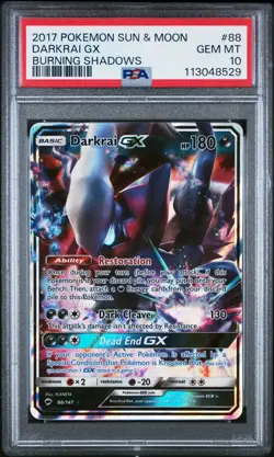 DARKRAI GX 88 BURNING SHADOWS SUN & MOON POKEMON PSA 10 Gem Mint - Image 1