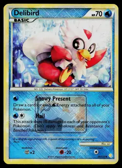 Pokemon Card - Delibird Crosshatch League Promo HGSS 39/123 Reverse Holo - Image 1