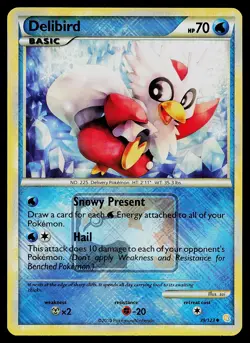 Pokemon Card - Delibird Crosshatch League Promo HGSS 39/123 Reverse Holo - Image 1