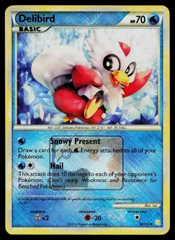 Pokemon Card - Delibird Crosshatch League Promo HGSS 39/123 Reverse Holo - Image 1