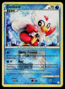 Pokemon Card - Delibird Crosshatch League Promo HGSS 39/123 Reverse Holo - Image 1