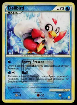 Pokemon Card - Delibird Crosshatch League Promo HGSS 39/123 Reverse Holo - Image 1