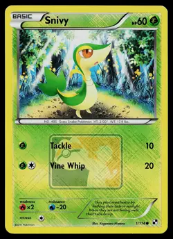 Pokemon Card - Snivy Black and White League Promo 1/114 Reverse Holo - Image 1