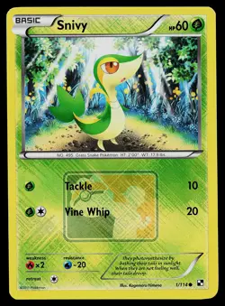 Pokemon Card - Snivy Black and White League Promo 1/114 Reverse Holo - Image 1
