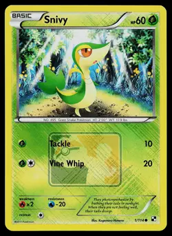 Pokemon Card - Snivy Black and White League Promo 1/114 Reverse Holo - Image 1