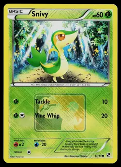 Pokemon Card - Snivy Black and White League Promo 1/114 Reverse Holo - Image 1