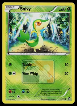 Pokemon Card - Snivy Black and White League Promo 1/114 Reverse Holo - Image 1