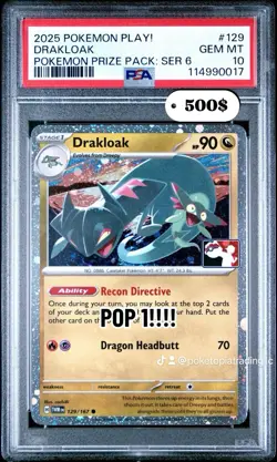 PSA 10 POP 1! 2025 POKEMON PLAY! POKEMON PRIZE PACK: SERIES 6 #129 DRAKLOAK - Image 1