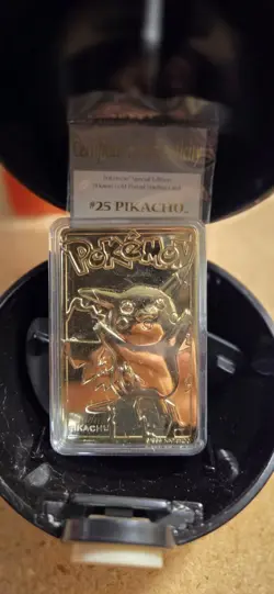 Pokemon PIKACHU 23k Gold-Plated Trading Card & Pokeball - Burger King RARE ?? - Image 1
