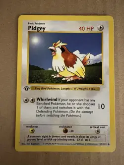 Pokemon - Base Set 1st Edition Shadowless - Pidgey 57/102 - Common LP - Image 1