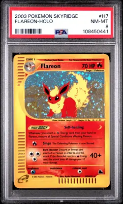 2003 POKEMON SKYRIDGE #H7 FLAREON-HOLO PSA 8 - Image 1