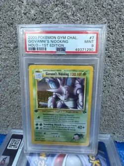 2000 Pokemon Gym Challenge 1st Edition Giovanni's Nidoking Holo #7 PSA 9 Mint - Image 1