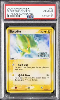 2006 POKEMON EX CRYSTAL GUARDIANS #52 ELECTRIKE-REVERSE FOIL PSA 10 - Image 1
