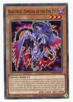 Yugioh Basiltrice, Familiar Of The Evil Eye PHHY-EN019 Common 1s NM x3 Play Set - Image 1