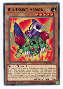Yugioh Bio-Insect Armor PHHY-EN014 Common 1st Edition NM x3 Play Set - Image 1