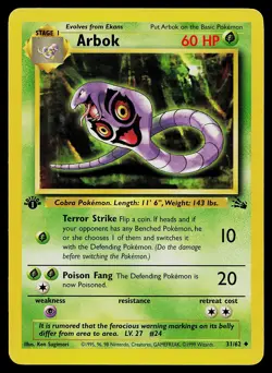 Pokemon Card - Arbok Fossil 1st Edition 31/62 - Image 1